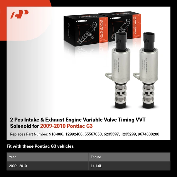 2 Pcs Intake & Exhaust Engine Variable Valve Timing VVT Solenoid for 2009-2010 Pontiac G3