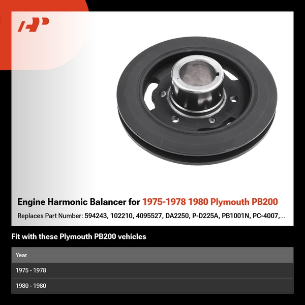 Engine Harmonic Balancer for 1975-1978 1980 Plymouth PB200