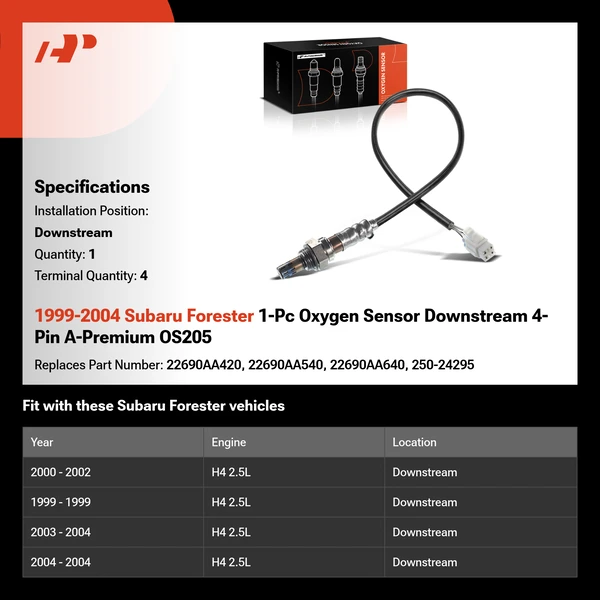 1999-2004 Subaru Forester 1-Pc Oxygen Sensor Downstream 4-Pin A-Premium OS205