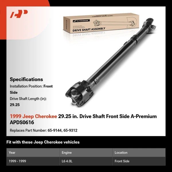 1999 Jeep Cherokee 29.25 in. Drive Shaft Front Side A-Premium APDS0616