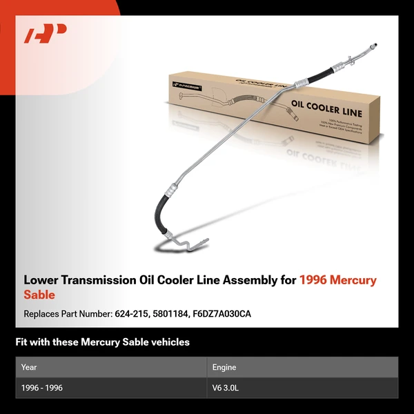 Lower Transmission Oil Cooler Line Assembly for 1996 Mercury Sable