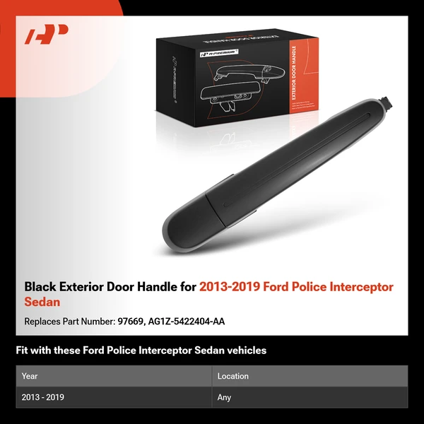 Black Exterior Door Handle for 2013-2019 Ford Police Interceptor Sedan
