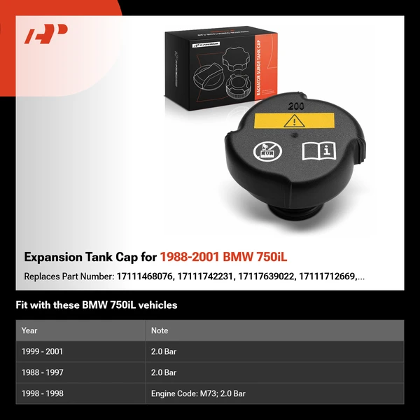 Expansion Tank Cap for 1988-2001 BMW 750iL