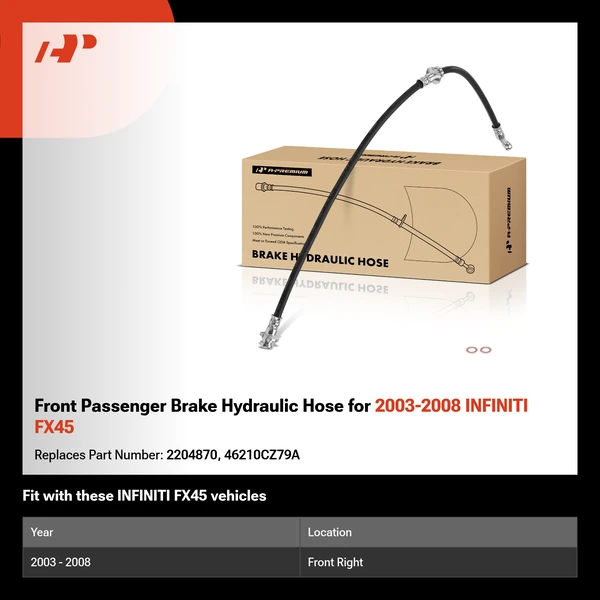 Front Passenger Brake Hydraulic Hose for 2003-2008 INFINITI FX45