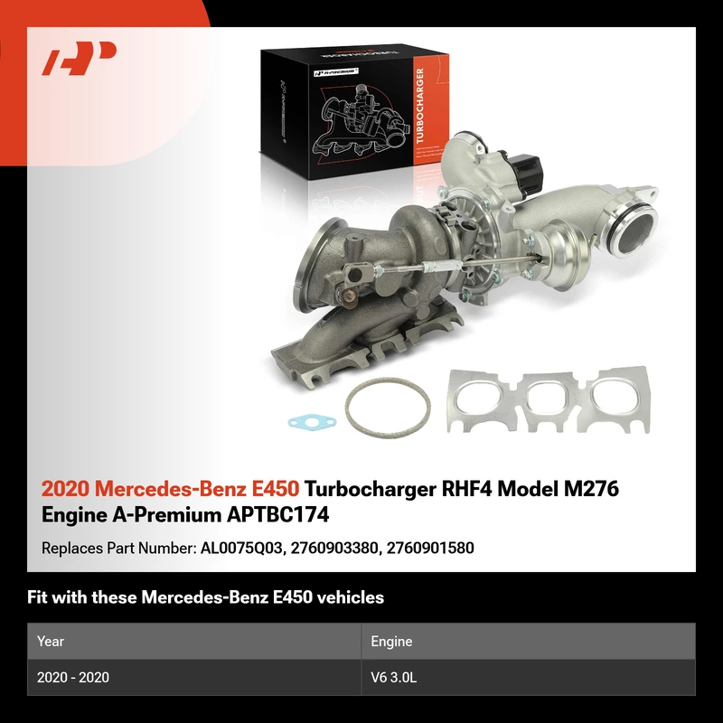 2020 Mercedes-Benz E450 Turbocharger RHF4 Model M276 Engine A-Premium APTBC174