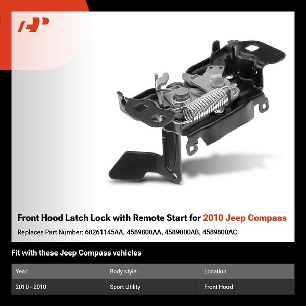 Front Hood Latch Lock with Remote Start for 2010 Jeep Compass