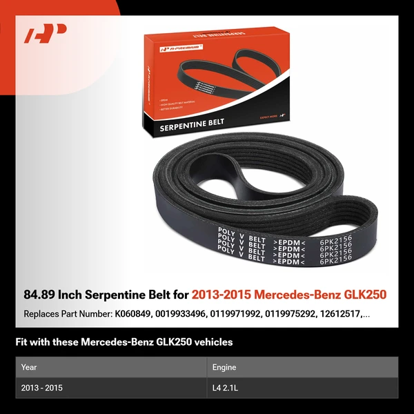 84.89 Inch Serpentine Belt for 2013-2015 Mercedes-Benz GLK250