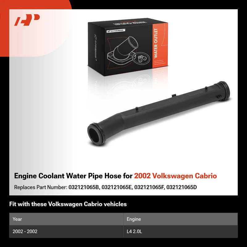Engine Coolant Water Pipe Hose for 2002 Volkswagen Cabrio