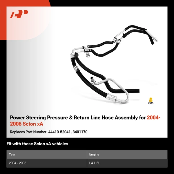 Power Steering Pressure & Return Line Hose Assembly for 2004-2006 Scion xA