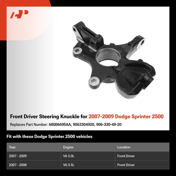 Front Driver Steering Knuckle for 2007-2009 Dodge Sprinter 2500