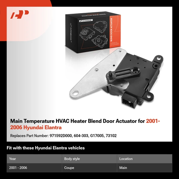 Main Temperature HVAC Heater Blend Door Actuator for 2001-2006 Hyundai Elantra