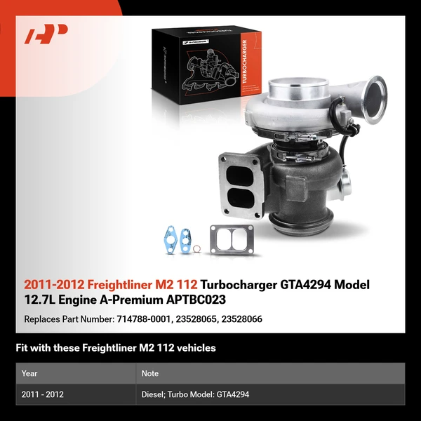 2011-2012 Freightliner M2 112 Turbocharger GTA4294 Model 12.7L Engine A-Premium APTBC023