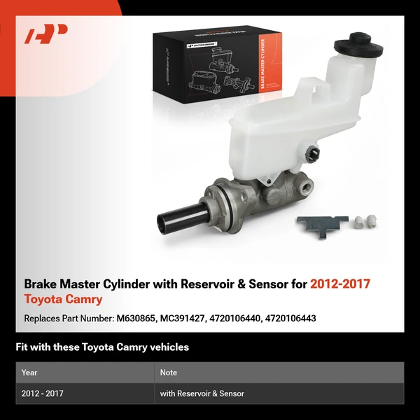 Brake Master Cylinder with Reservoir & Sensor for 2012-2017 Toyota Camry