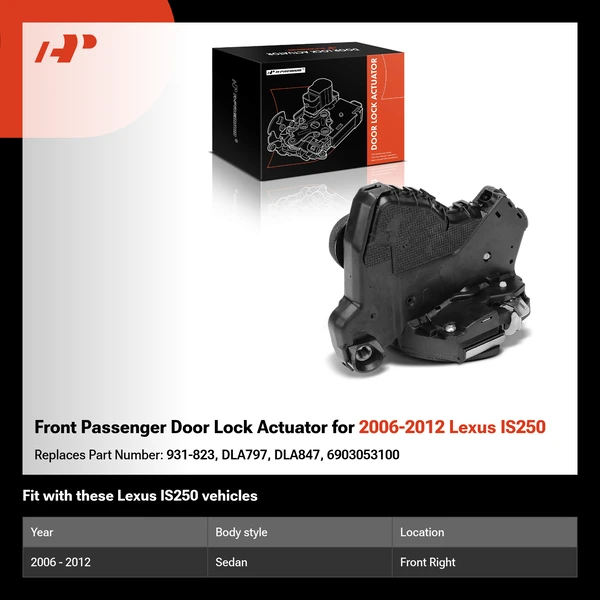 Front Passenger Door Lock Actuator for 2006-2012 Lexus IS250