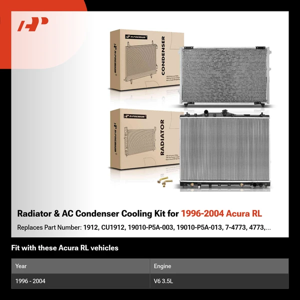 Radiator & AC Condenser Cooling Kit for 1996-2004 Acura RL