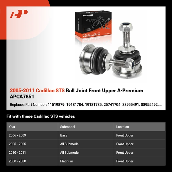 2005-2011 Cadillac STS Ball Joint Front Upper A-Premium APCA7851