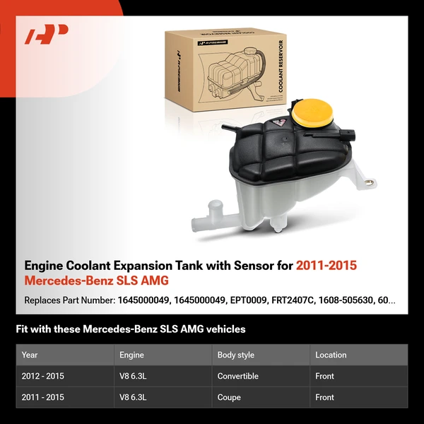 Engine Coolant Expansion Tank with Sensor for 2011-2015 Mercedes-Benz SLS AMG