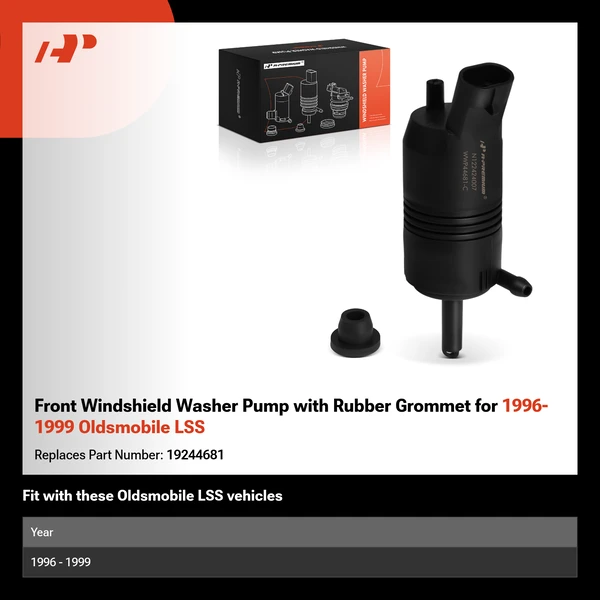 Front Windshield Washer Pump with Rubber Grommet for 1996-1999 Oldsmobile LSS