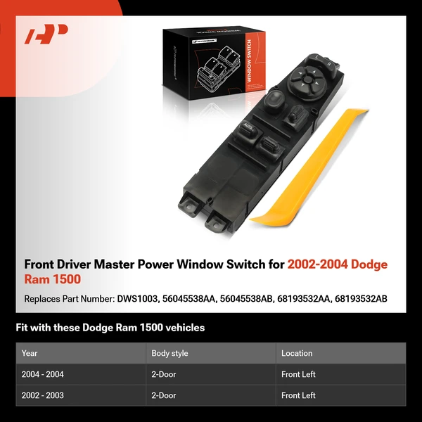 Front Driver Master Power Window Switch for 2002-2004 Dodge Ram 1500