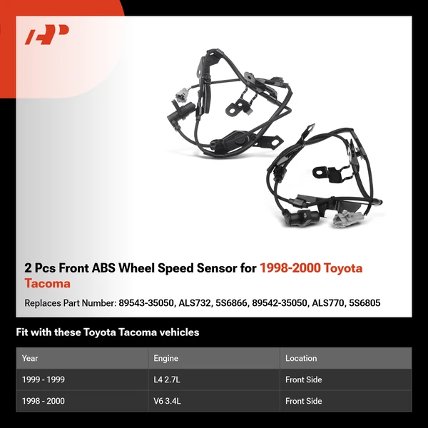 2 Pcs Front ABS Wheel Speed Sensor for 1998-2000 Toyota Tacoma