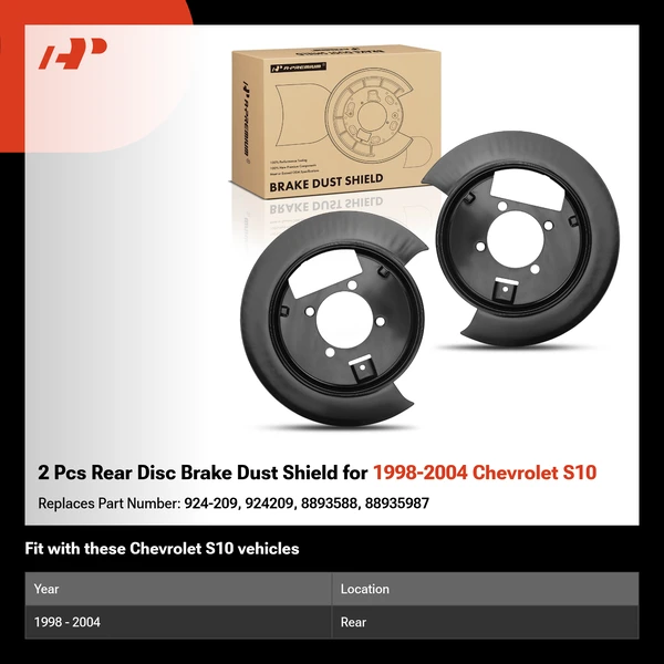 2 Pcs Rear Disc Brake Dust Shield for 1998-2004 Chevrolet S10