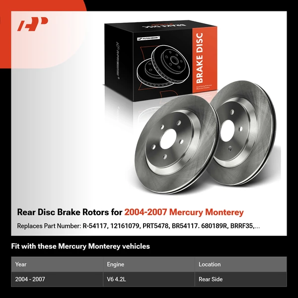 Rear Disc Brake Rotors for 2004-2007 Mercury Monterey