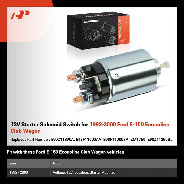 12V Starter Solenoid Switch for 1992-2000 Ford E-150 Econoline Club Wagon