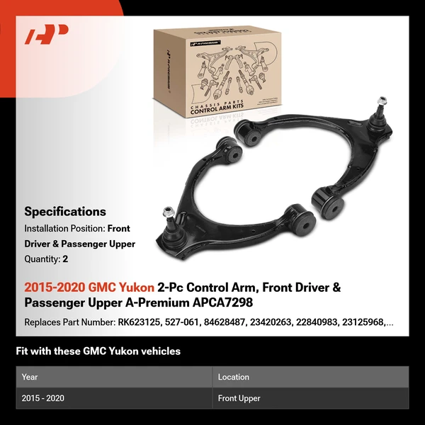 2015-2020 GMC Yukon 2-Pc Control Arm, Front Driver & Passenger Upper A-Premium APCA7298