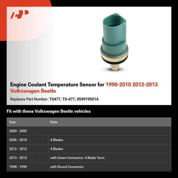 Engine Coolant Temperature Sensor for 1998-2010 2012-2013 Volkswagen Beetle