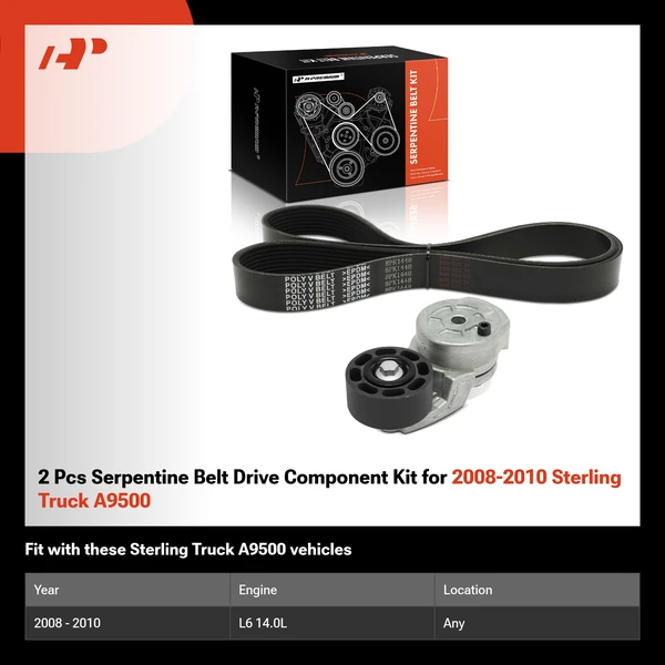 2 Pcs Serpentine Belt Drive Component Kit for 2008-2010 Sterling Truck A9500