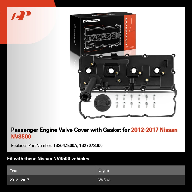Passenger Engine Valve Cover with Gasket for 2012-2017 Nissan NV3500