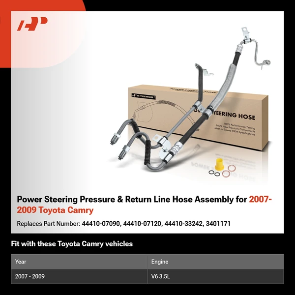 Power Steering Pressure & Return Line Hose Assembly for 2007-2009 Toyota Camry