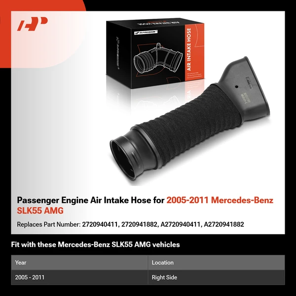 Passenger Engine Air Intake Hose for 2005-2011 Mercedes-Benz SLK55 AMG