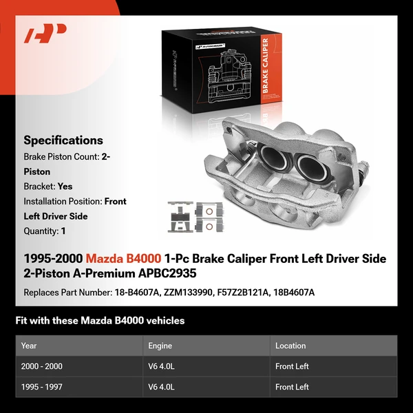 1995-2000 Mazda B4000 1-Pc Brake Caliper Front Left Driver Side 2-Piston A-Premium APBC2935