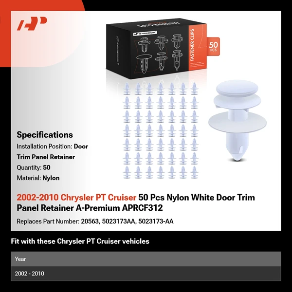 2002-2010 Chrysler PT Cruiser 50 Pcs Nylon White Door Trim Panel Retainer A-Premium APRCF312