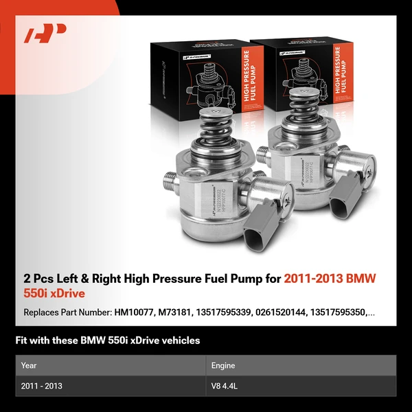 2 Pcs Left & Right High Pressure Fuel Pump for 2011-2013 BMW 550i xDrive