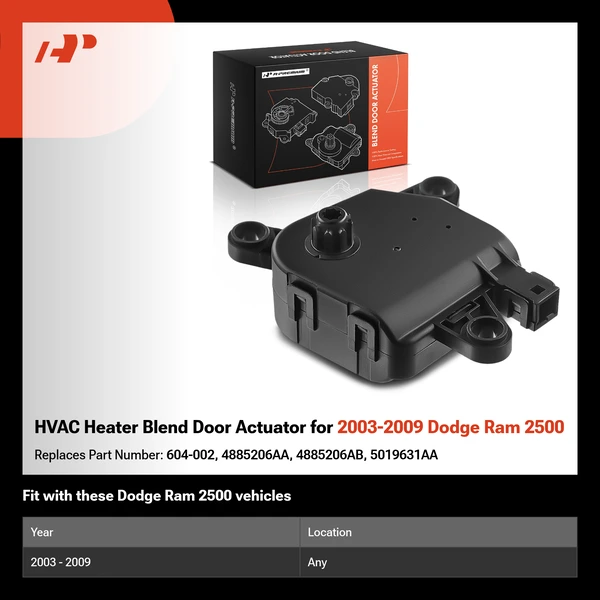 HVAC Heater Blend Door Actuator for 2003-2009 Dodge Ram 2500