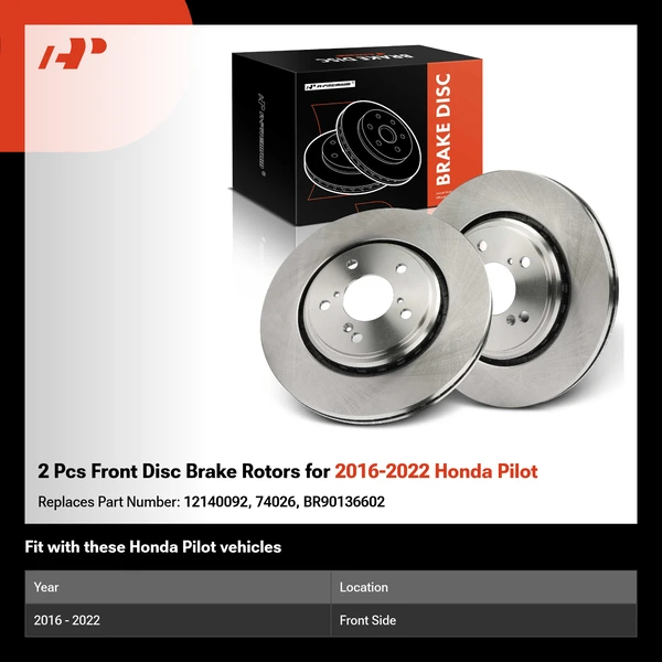 2 Pcs Front Disc Brake Rotors for 2016-2022 Honda Pilot