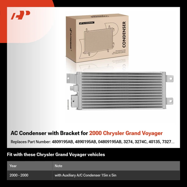 AC Condenser with Bracket for 2000 Chrysler Grand Voyager