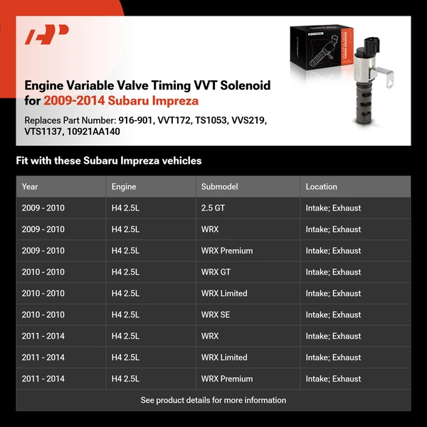 Engine Variable Valve Timing VVT Solenoid for 2009-2014 Subaru Impreza