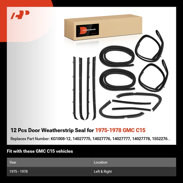 12 Pcs Door Weatherstrip Seal for 1975-1978 GMC C15