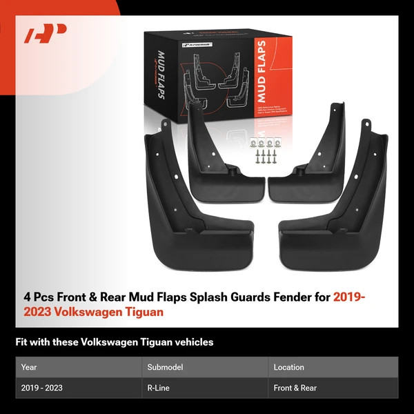 4 Pcs Front & Rear Mud Flaps Splash Guards Fender for 2019-2023 Volkswagen Tiguan