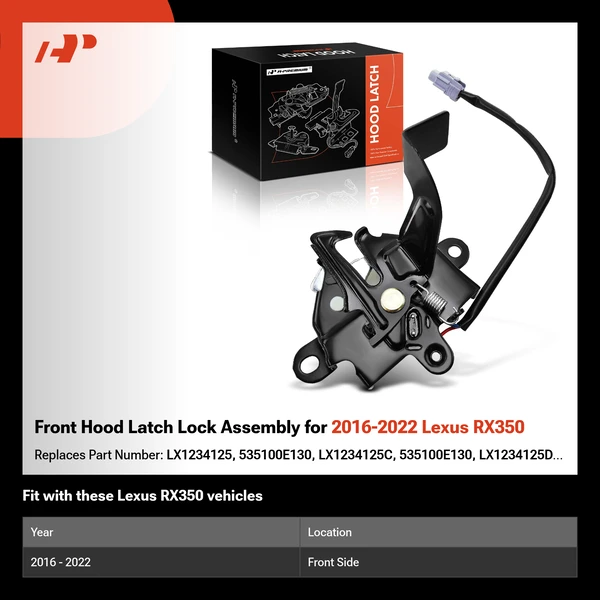Front Hood Latch Lock Assembly for 2016-2022 Lexus RX350