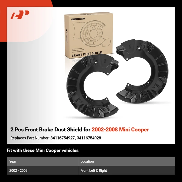 2 Pcs Front Brake Dust Shield for 2002-2008 Mini Cooper