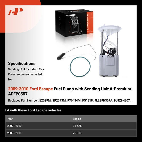 2009-2010 Ford Escape Fuel Pump with Sending Unit A-Premium APFP0557