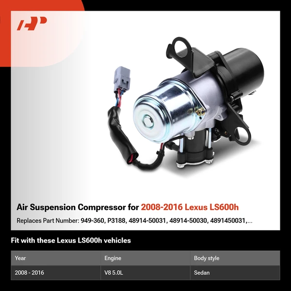 Air Suspension Compressor for 2008-2016 Lexus LS600h