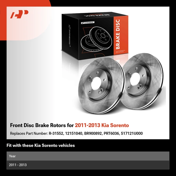 Front Disc Brake Rotors for 2011-2013 Kia Sorento