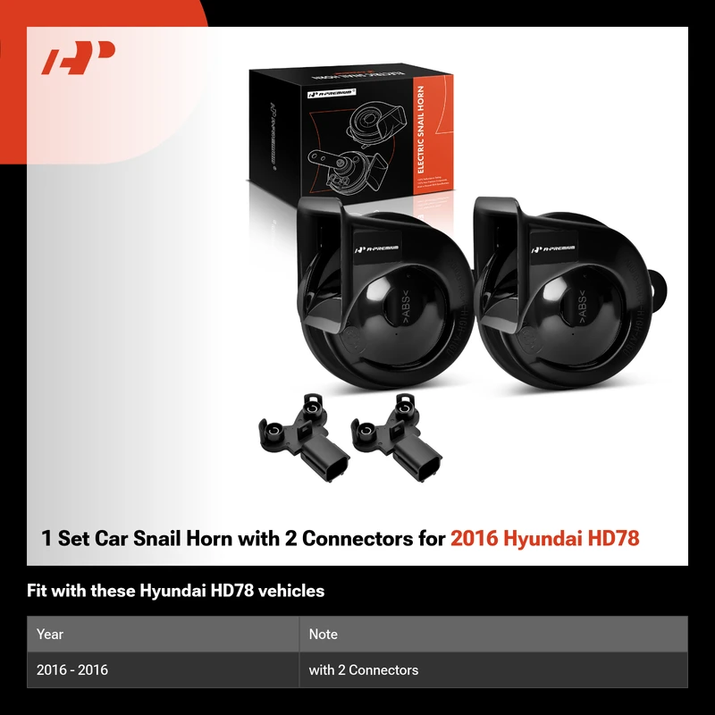 1 Set Car Snail Horn with 2 Connectors for 2016 Hyundai HD78