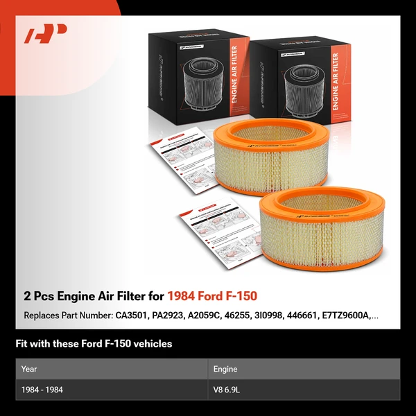 2 Pcs Engine Air Filter for 1984 Ford F-150