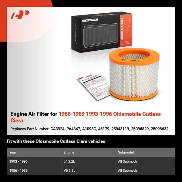 Engine Air Filter for 1986-1989 1993-1996 Oldsmobile Cutlass Ciera